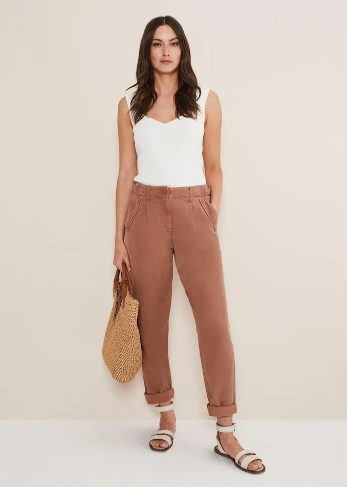 Women Phase Eight Trousers Ivana Relaxed Chino Trouser Chocolate