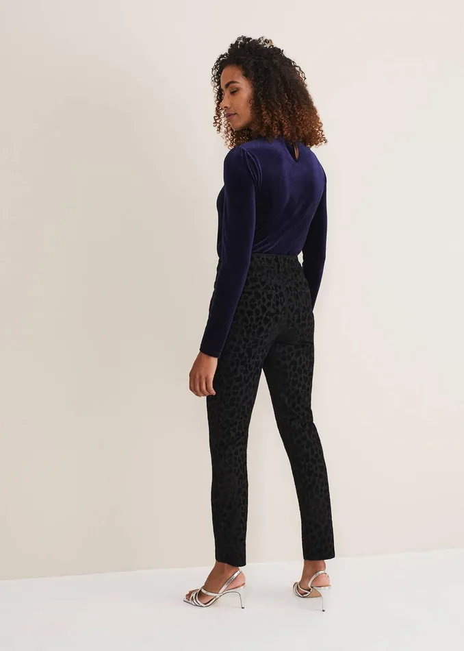 Women Phase Eight Trousers Jaimie Flocked Jeans Black