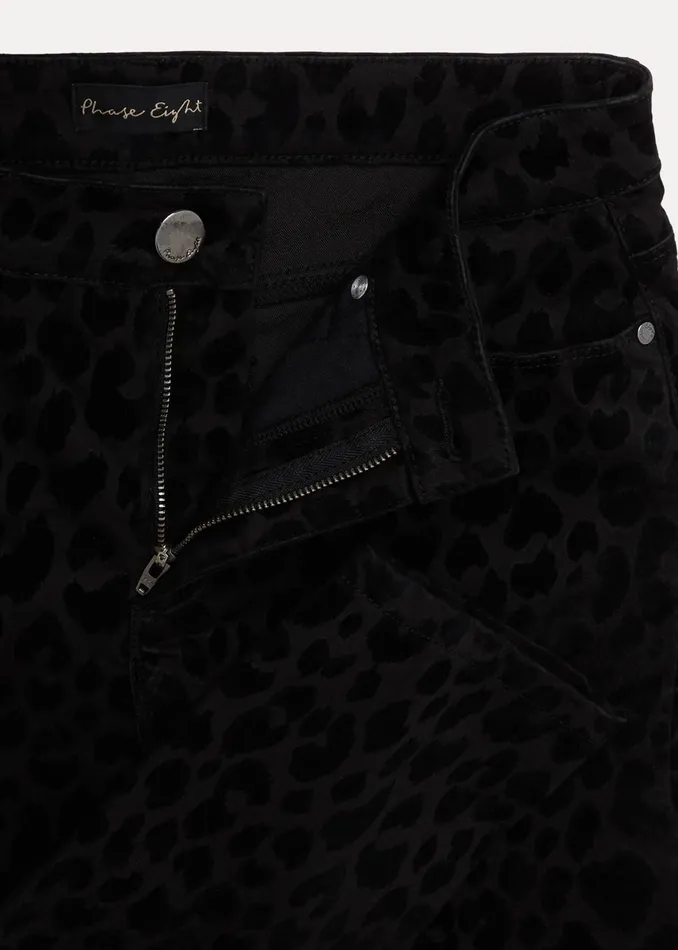 Women Phase Eight Trousers Jaimie Flocked Jeans Black