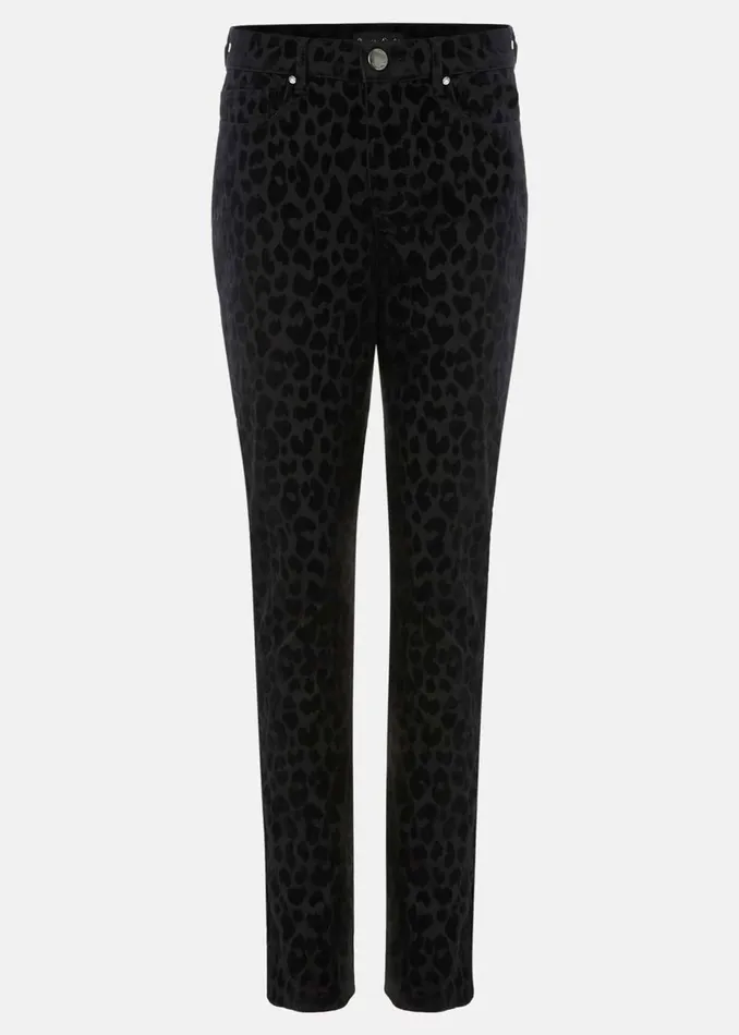Women Phase Eight Trousers Jaimie Flocked Jeans Black