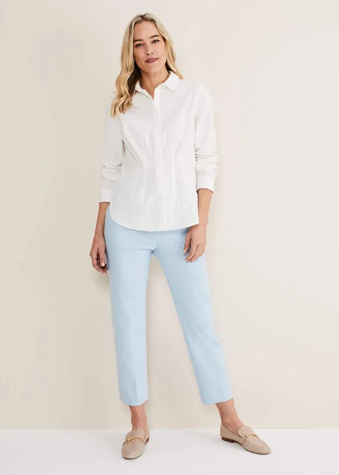 Women Phase Eight Trousers Julianna Cropped Straight Leg Trousers Cornflower Blue