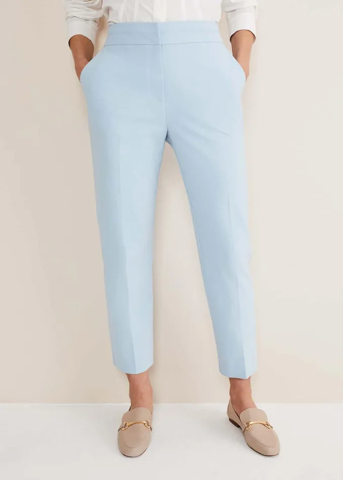 Women Phase Eight Trousers Julianna Cropped Straight Leg Trousers Cornflower Blue