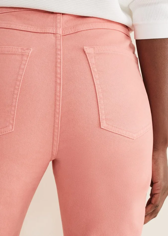 Women Phase Eight Trousers Karlie Button Through Straight Leg Jeans Apricot