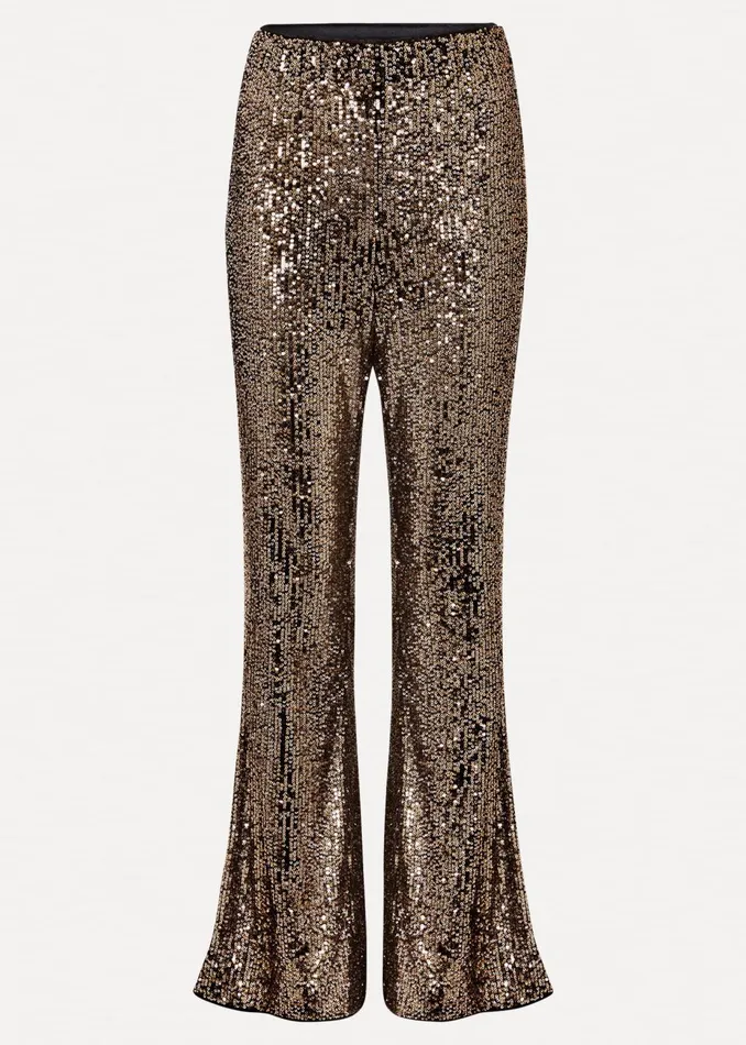 Women Phase Eight Trousers Karmia Gold Sequin Flared Trousers Gold
