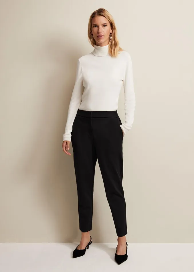 Women Phase Eight Trousers Kimia Ponte Tapered Trouser Black