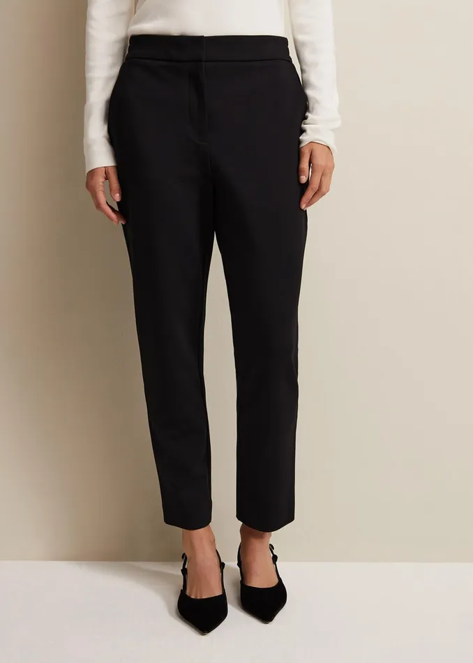 Women Phase Eight Trousers Kimia Ponte Tapered Trouser Black