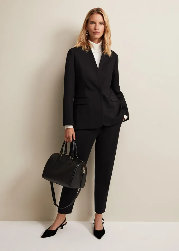 Women Phase Eight Trousers Kimia Ponte Tapered Trouser Black