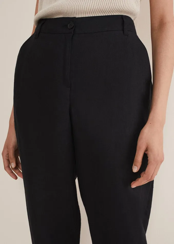 Women Phase Eight Trousers Klarra Black Linen Tapered Trousers Black