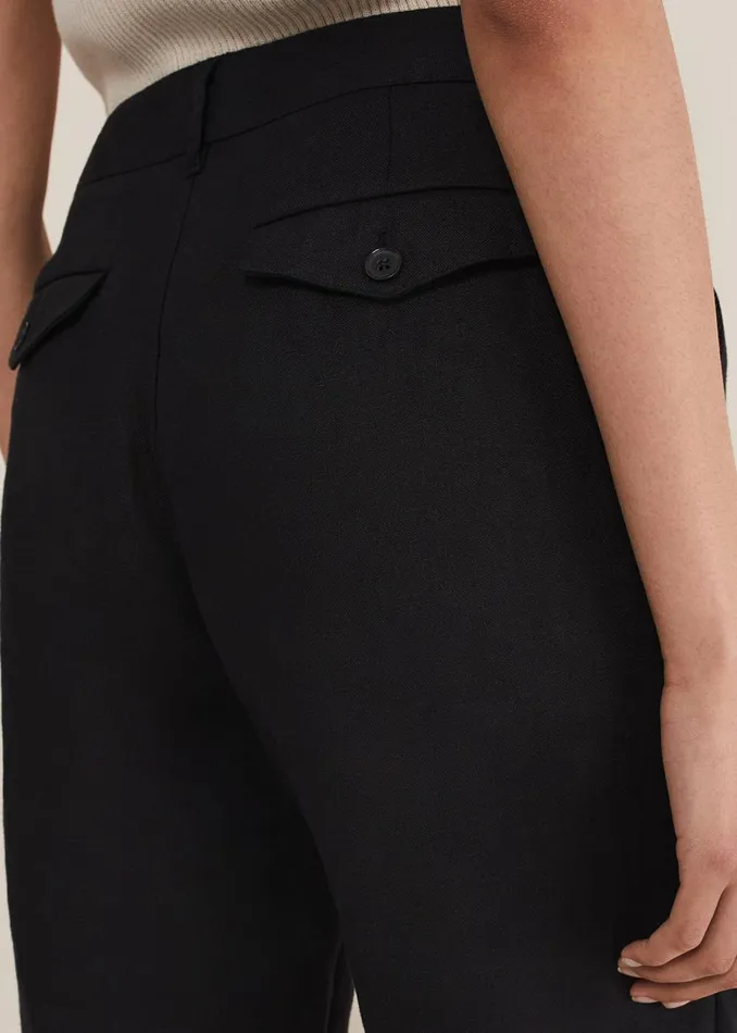 Women Phase Eight Trousers Klarra Black Linen Tapered Trousers Black