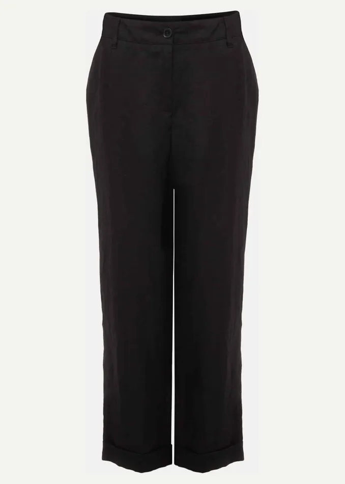 Women Phase Eight Trousers Klarra Black Linen Tapered Trousers Black