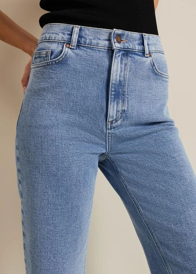 Women Phase Eight Trousers Lexi Mid Wash Crop Straight Jean Mid Wash