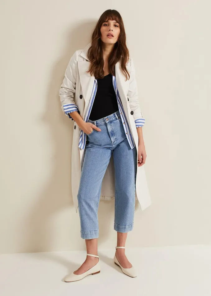 Women Phase Eight Trousers Lexi Mid Wash Crop Straight Jean Mid Wash
