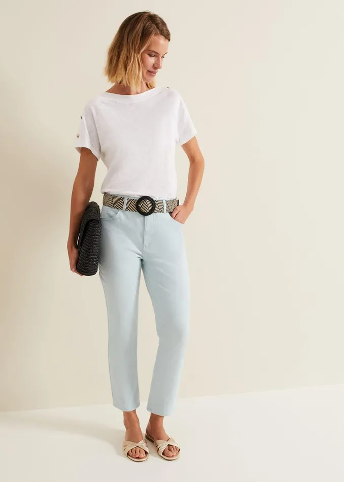 Women Phase Eight Trousers Lindsey Cropped Straight Leg Jean Blue