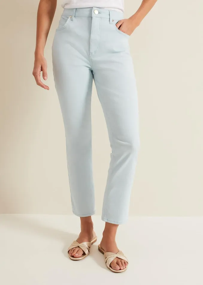 Women Phase Eight Trousers Lindsey Cropped Straight Leg Jean Blue