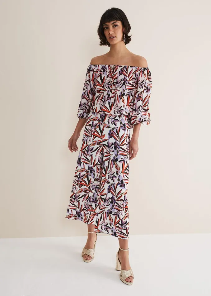 Women Phase Eight Trousers Lois Leaf Print Culottes Multicoloured