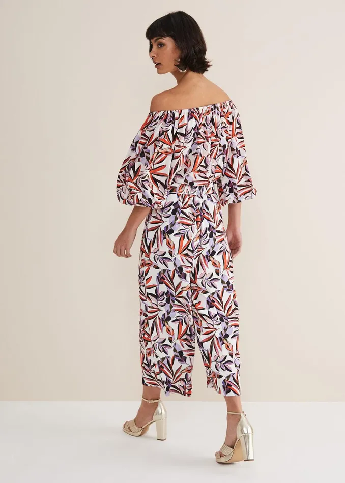 Women Phase Eight Trousers Lois Leaf Print Culottes Multicoloured