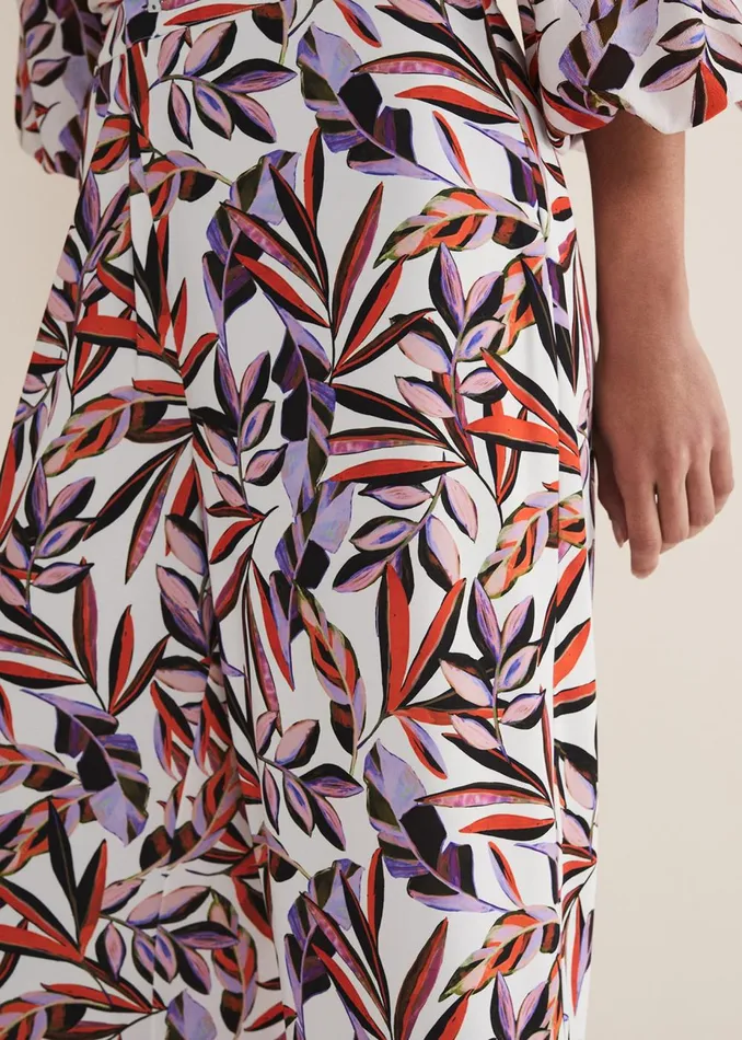 Women Phase Eight Trousers Lois Leaf Print Culottes Multicoloured