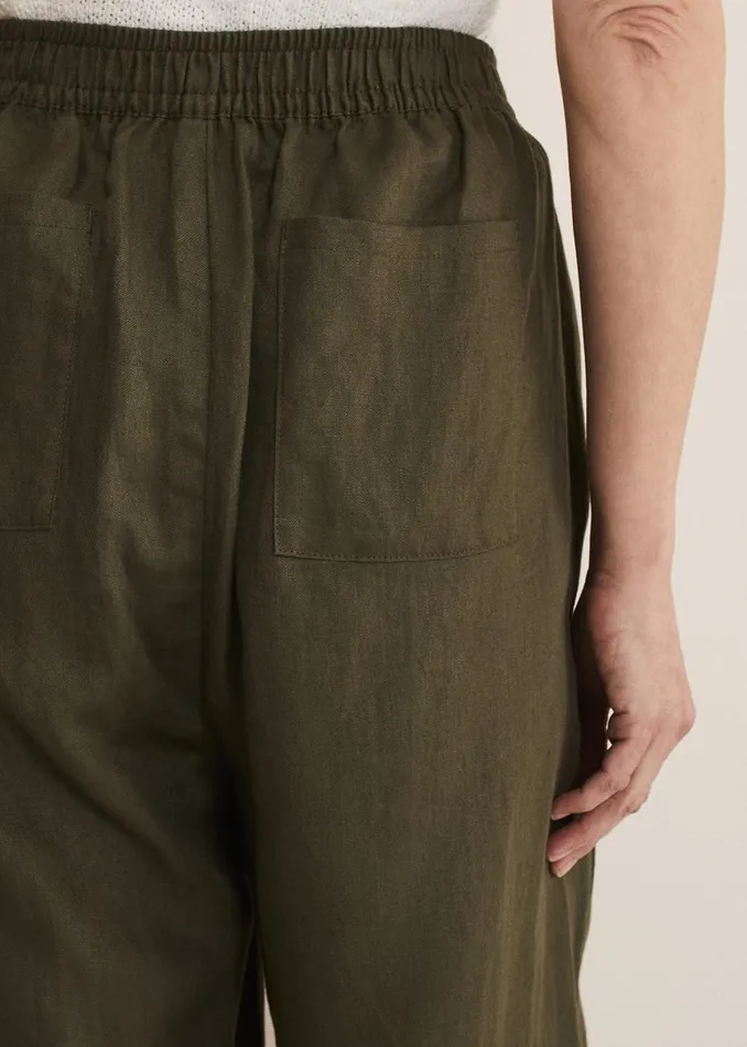 Women Phase Eight Trousers Lolita Drawstring Linen Trouser Khaki