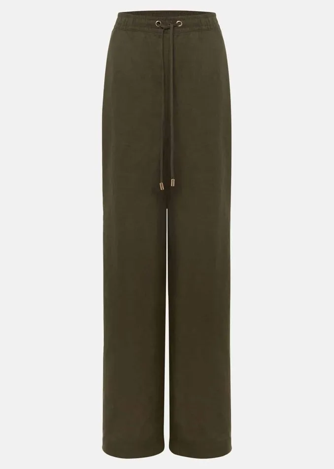 Women Phase Eight Trousers Lolita Drawstring Linen Trouser Khaki