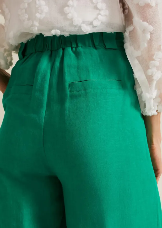 Women Phase Eight Trousers Lottie Wide Leg Linen Trouser Green
