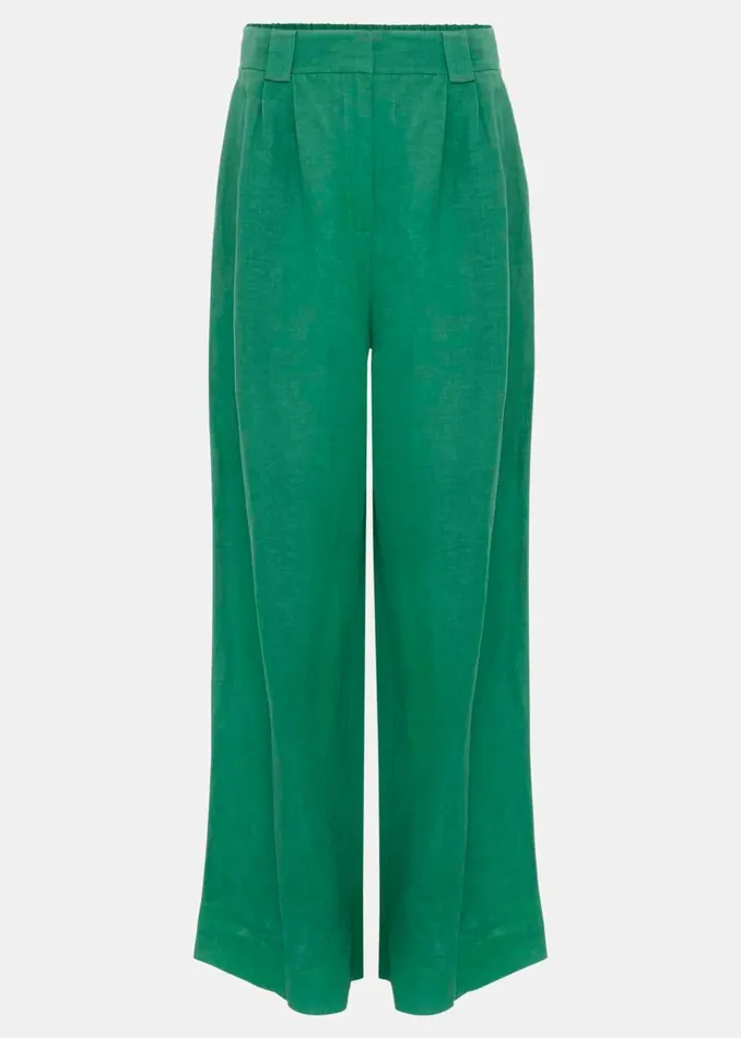 Women Phase Eight Trousers Lottie Wide Leg Linen Trouser Green