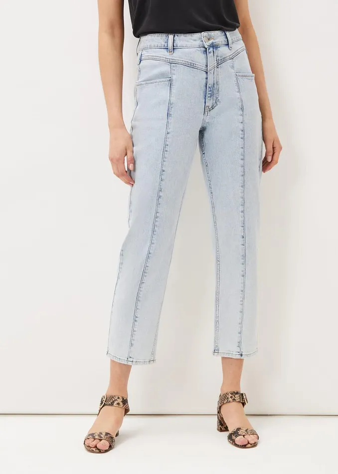Women Phase Eight Trousers Lou Mom Jeans Snow Wash Blue
