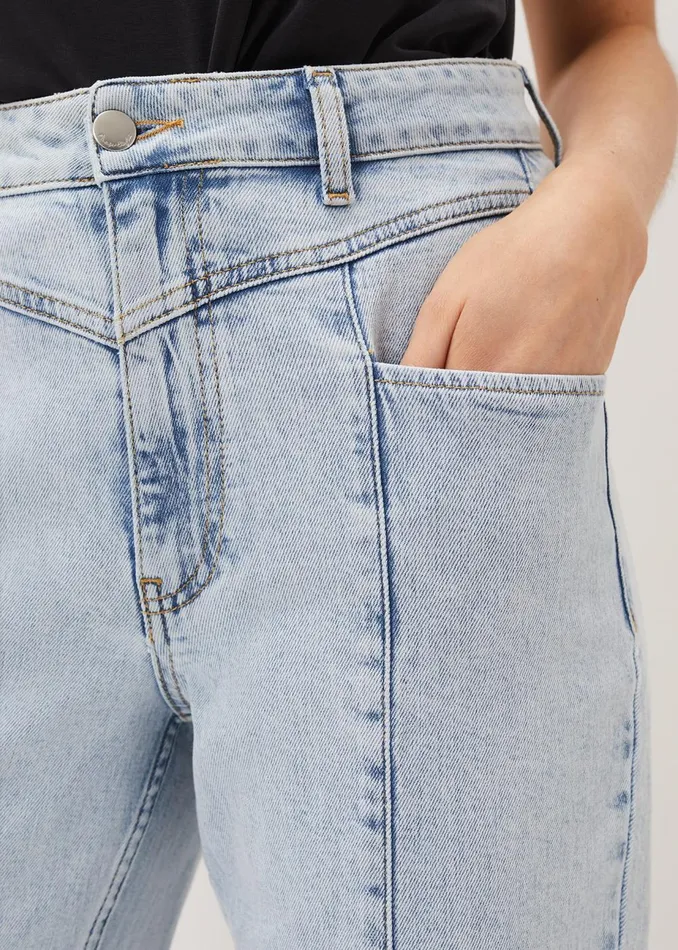 Women Phase Eight Trousers Lou Mom Jeans Snow Wash Blue