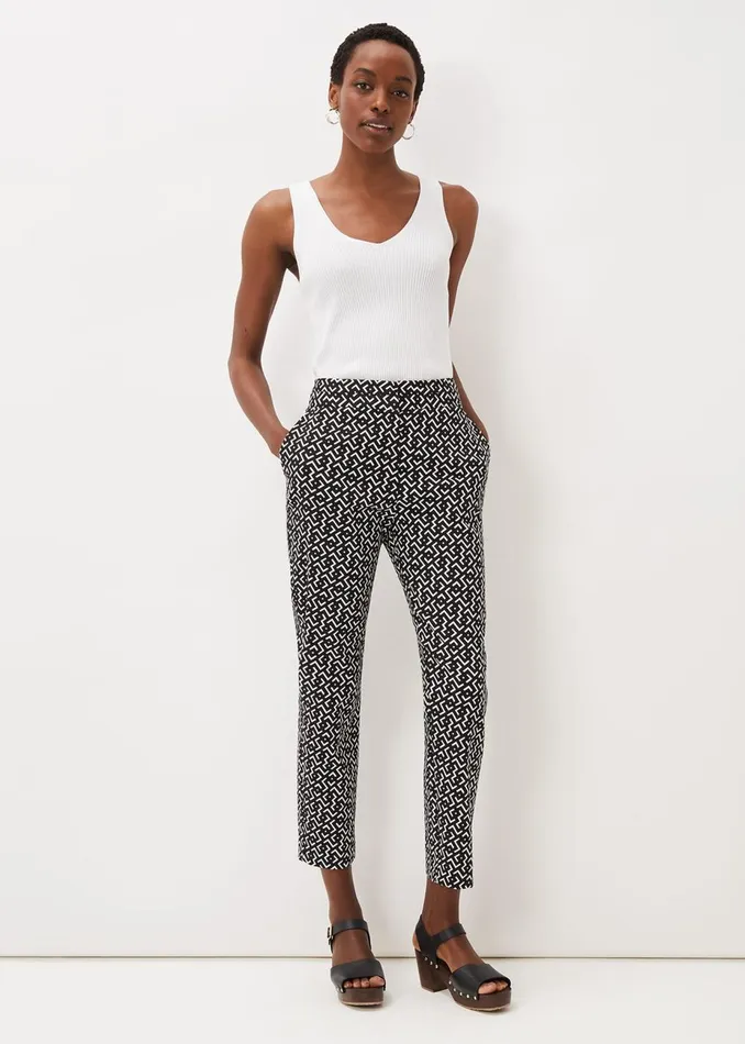 Women Phase Eight Trousers Mackenzie Geo Tapered Trouser Blackwhite
