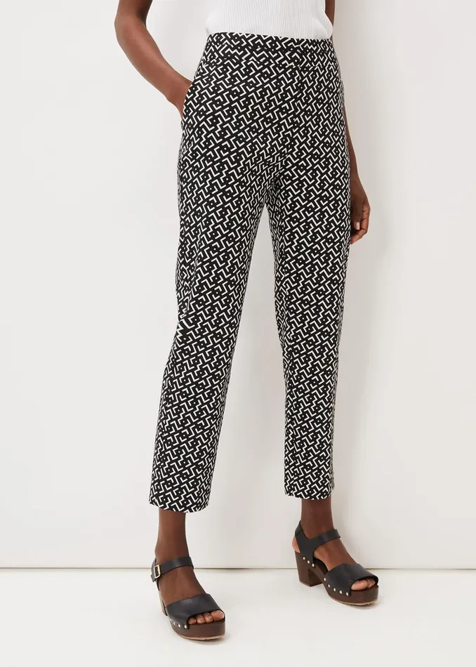 Women Phase Eight Trousers Mackenzie Geo Tapered Trouser Blackwhite
