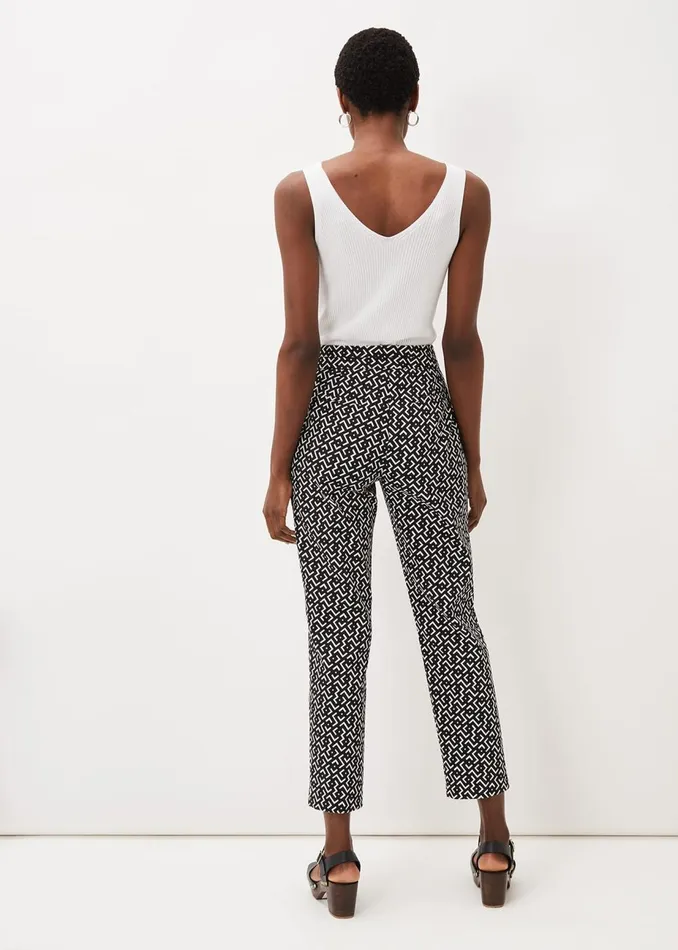 Women Phase Eight Trousers Mackenzie Geo Tapered Trouser Blackwhite
