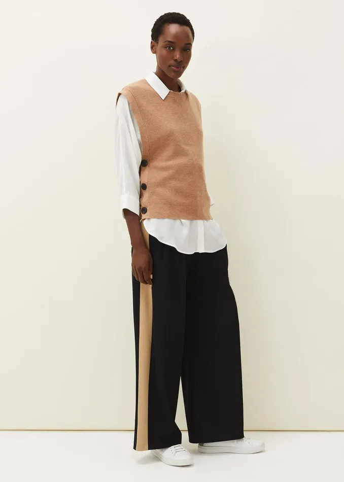 Women Phase Eight Trousers Mae Side Stripe Wide Leg Trouser Navy