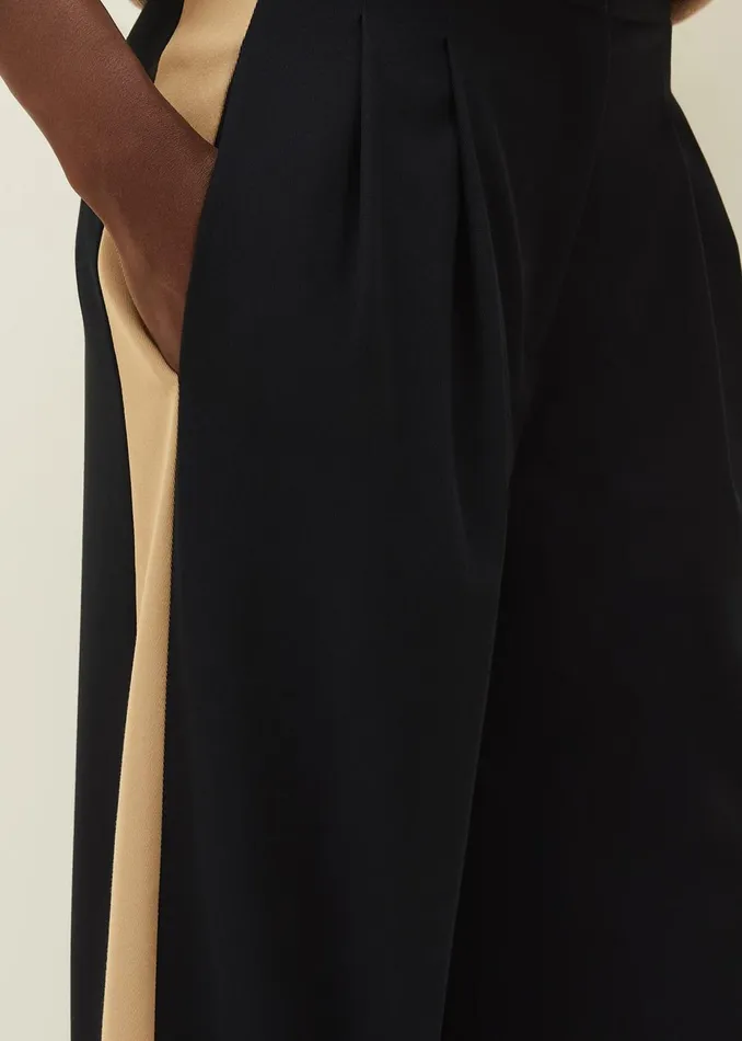 Women Phase Eight Trousers Mae Side Stripe Wide Leg Trouser Navy