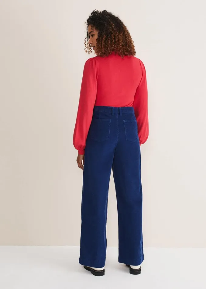 Women Phase Eight Trousers Magsie Corduroy Wide Leg Jeans Blue