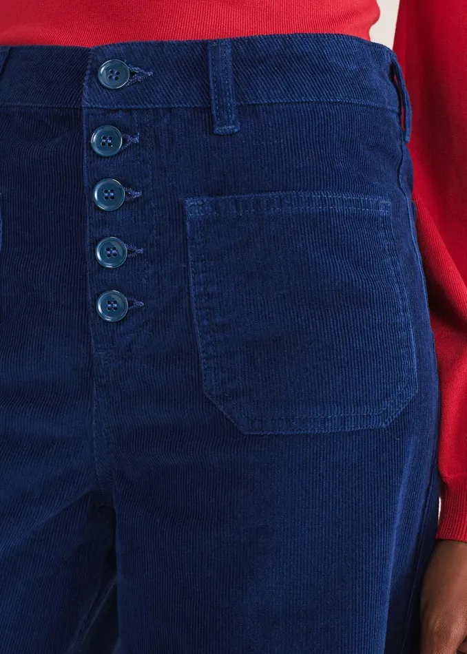 Women Phase Eight Trousers Magsie Corduroy Wide Leg Jeans Blue