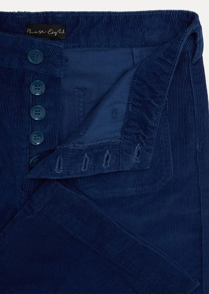 Women Phase Eight Trousers Magsie Corduroy Wide Leg Jeans Blue