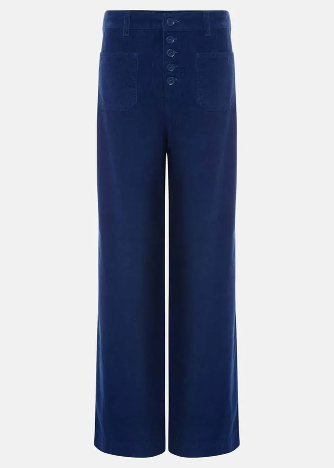 Women Phase Eight Trousers Magsie Corduroy Wide Leg Jeans Blue