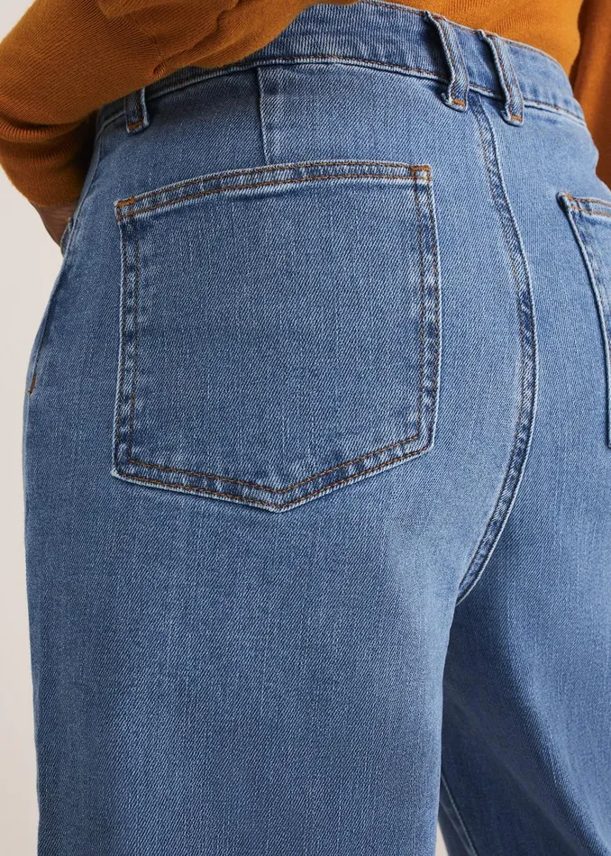 Women Phase Eight Trousers Magsie Wide Leg Jeans Mid Wash Blue