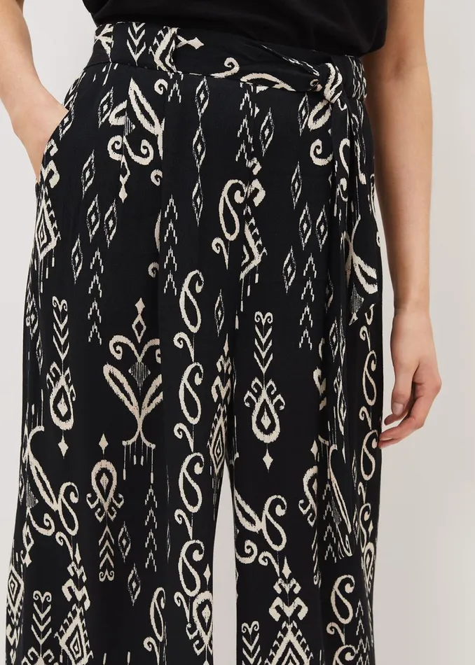 Women Phase Eight Trousers Malaya Ikat Printed Culotte Blackivory