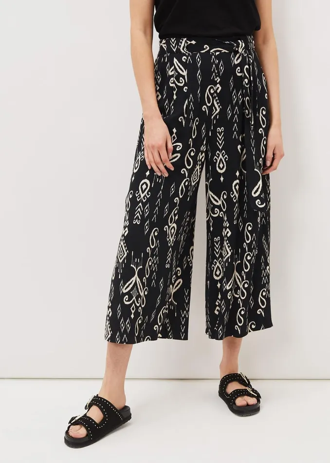 Women Phase Eight Trousers Malaya Ikat Printed Culotte Blackivory