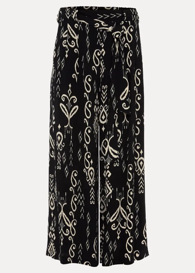 Women Phase Eight Trousers Malaya Ikat Printed Culotte Blackivory
