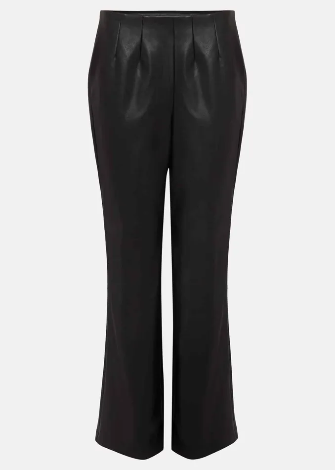 Women Phase Eight Trousers Marielle Black Faux Leather Cropped Trousers Black