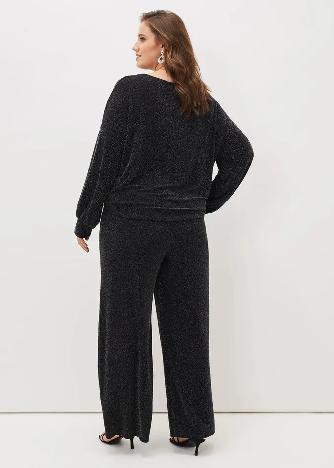 Women Phase Eight Trousers Mell Shimmer Lurex CoOrd Trousers Blacksilver