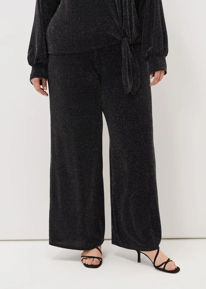 Women Phase Eight Trousers Mell Shimmer Lurex CoOrd Trousers Blacksilver
