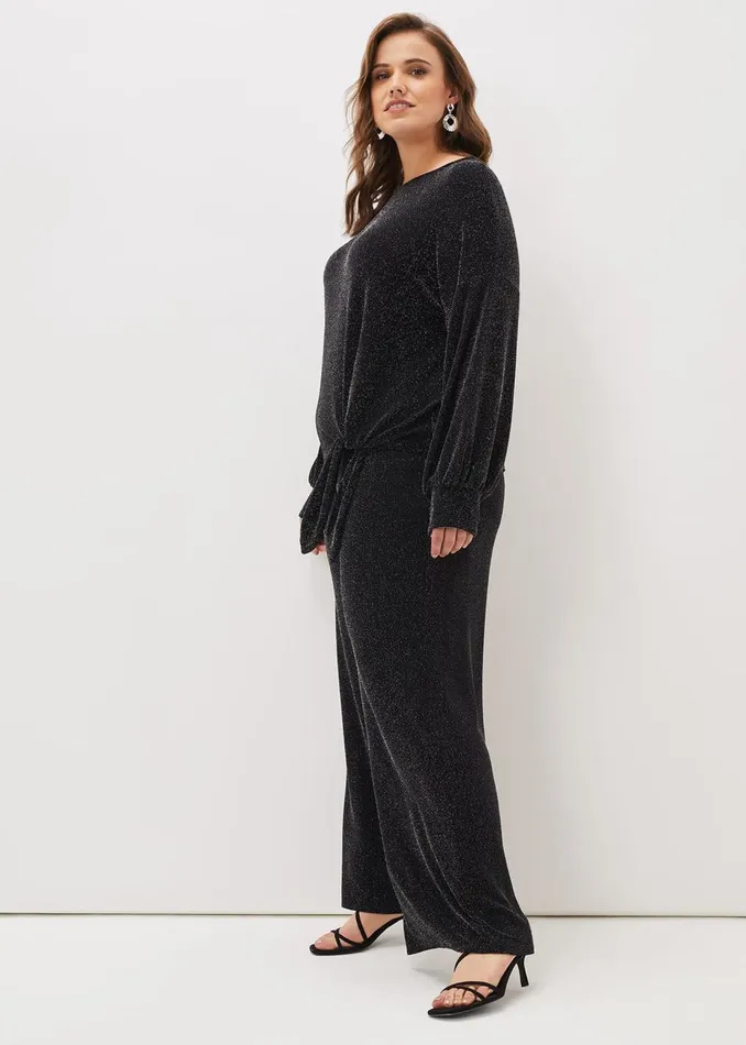 Women Phase Eight Trousers Mell Shimmer Lurex CoOrd Trousers Blacksilver