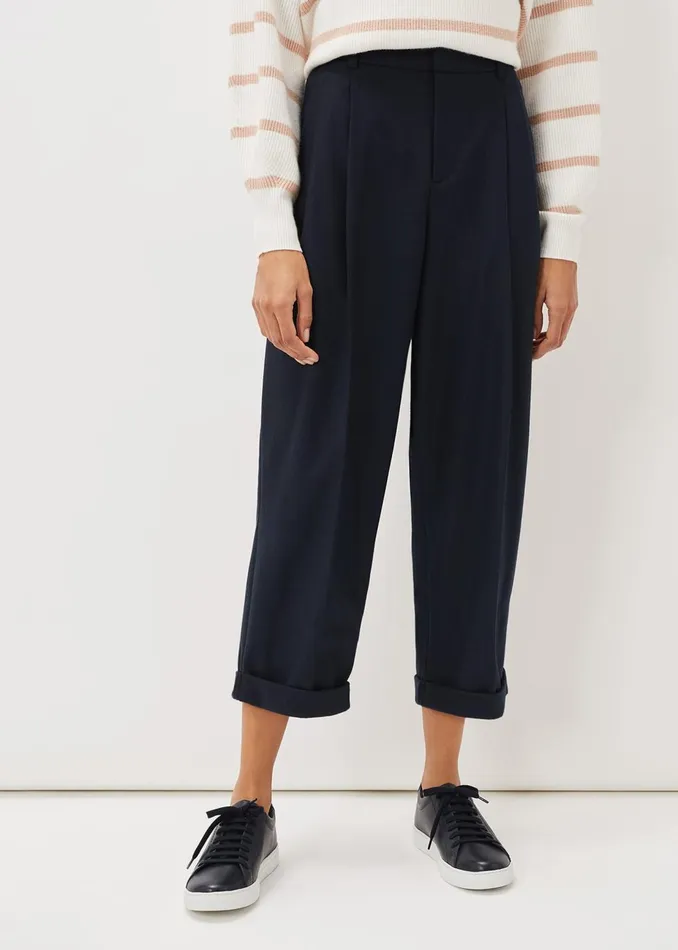 Women Phase Eight Trousers Odette Pleated Crop Trousers Navy