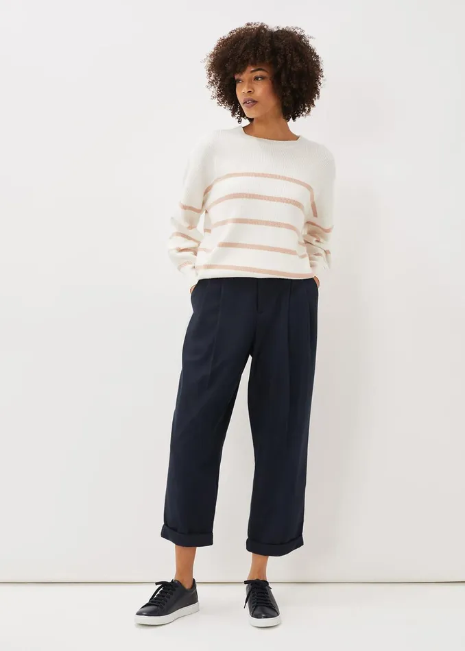 Women Phase Eight Trousers Odette Pleated Crop Trousers Navy