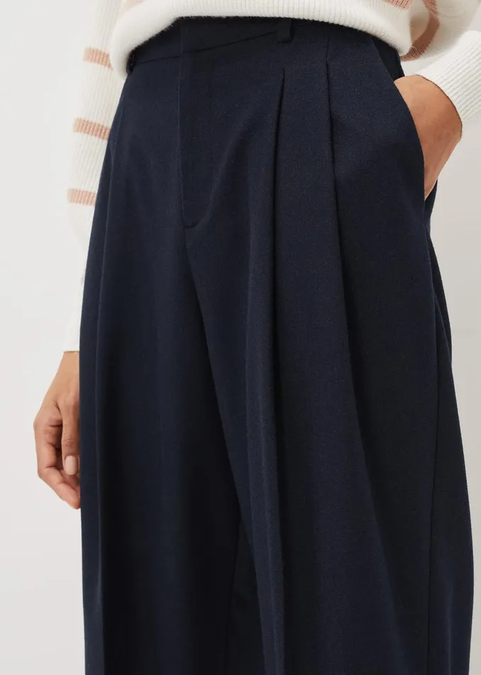 Women Phase Eight Trousers Odette Pleated Crop Trousers Navy