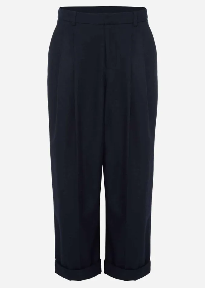 Women Phase Eight Trousers Odette Pleated Crop Trousers Navy