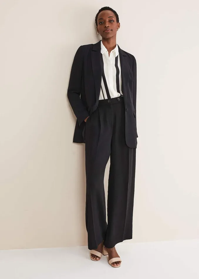 Women Phase Eight Trousers Opal Wide Leg Trousers Black