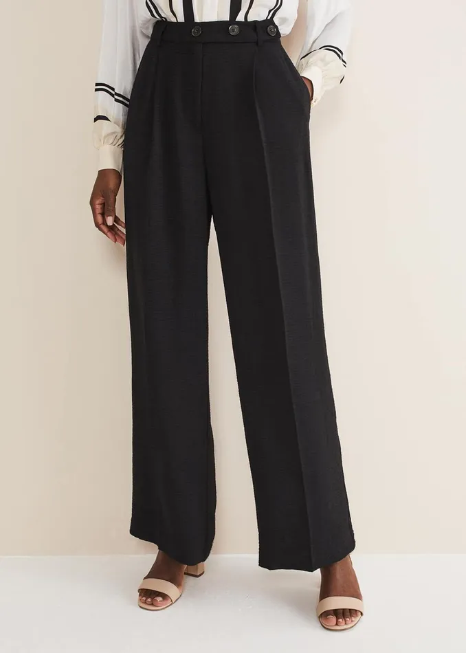 Women Phase Eight Trousers Opal Wide Leg Trousers Black